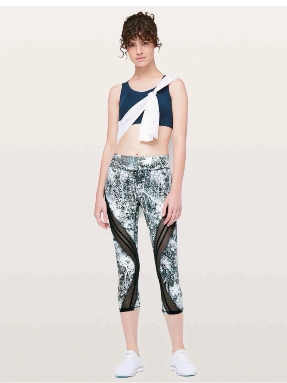 Lululemon Never Still Crop leggings sheer mesh  *21